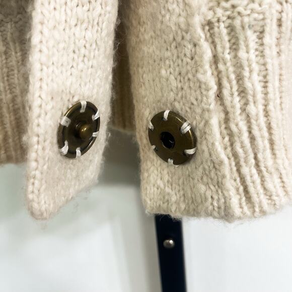 Free People Puritan Collar Peasant Boho Cardigan Sweater - Beige, Size S - Picture 6 of 9